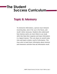 Topic 6: Memory